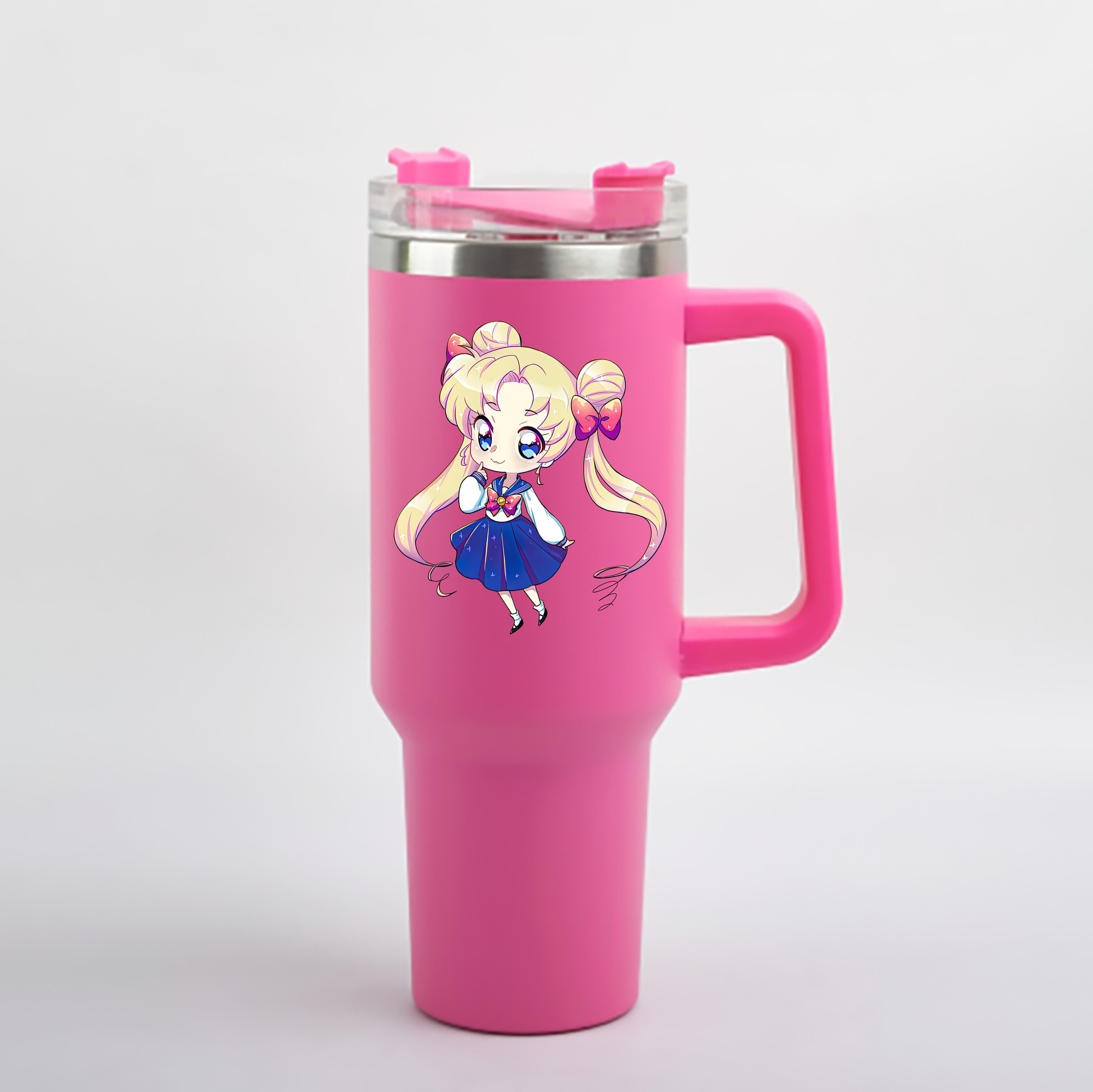 （画像用） 美少女戦士セーラームーン 月野 うさぎ つきの うさぎ Sailor Moon Tsukino Usagi 1200mL車用タンブラー - クリスタルステッカー（プラスチックストロー付き）